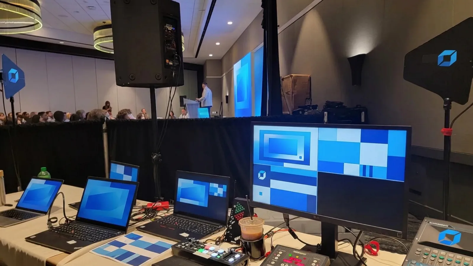 Breakout room audio and playback position supporting a speaker